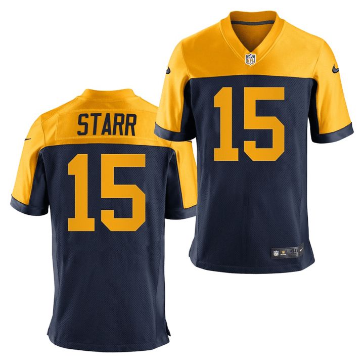 Men Green Bay Packers #15 Bart Starr Nike Navy Throwback Game NFL Jersey